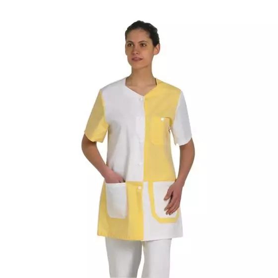 Kobieca tunika medyczna biała/żółta Mulliez